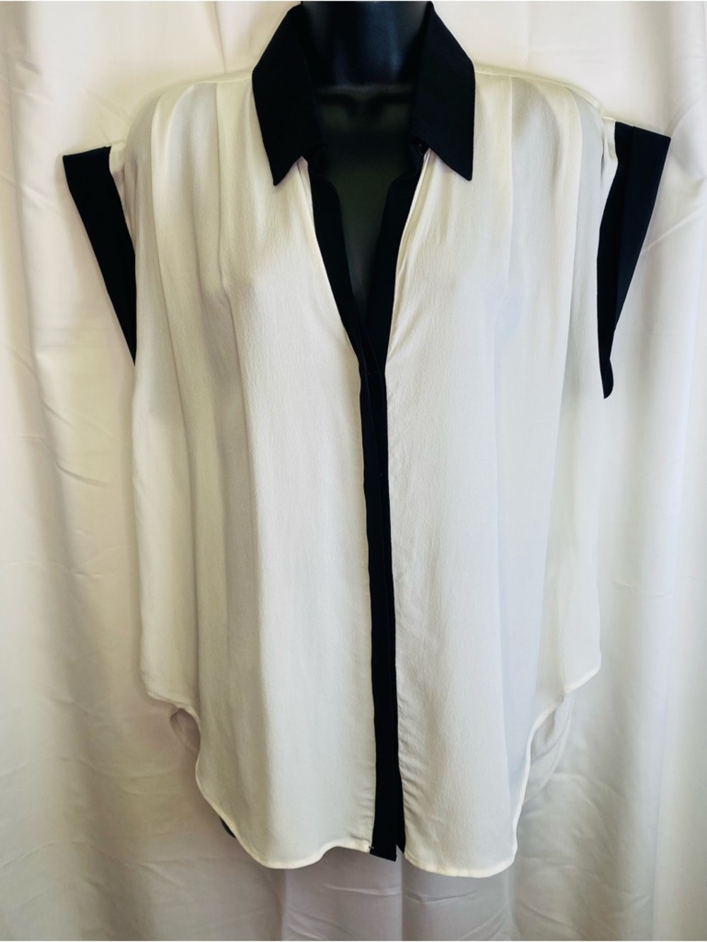 Seven For All Mankind White Black Colorblock Sleeveless Blouse Top M